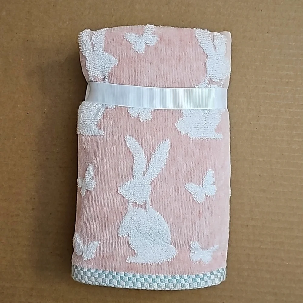 💥2pc TRULY LOU Easter Eco-Melange Hand Towel Set With Bunnies & Butterfliess